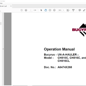 CAT BUCYRUS Face Haulage CH810C CH816C & CH816CL Operation Manual  - PDF DOWNLOAD