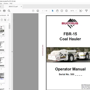 CAT BUCYRUS Face Haulage FBR-15 Coal Hauler Operator Manual BI643723 - PDF DOWNLOAD