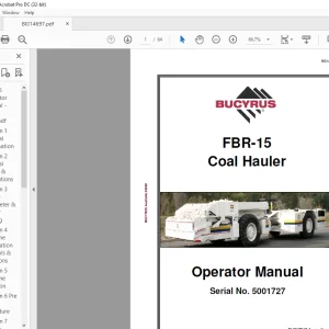 CAT BUCYRUS Face Haulage FBR-15 Coal Hauler Operator Manual SN 5001727 - PDF DOWNLOAD