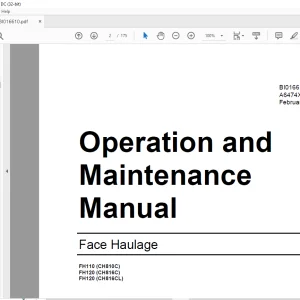 CAT BUCYRUS Face Haulage FH110 (CH810C) FH120 (CH816C) FH120 (CH816CL) Operation and Maintenance Manual - PDF DOWNLOAD