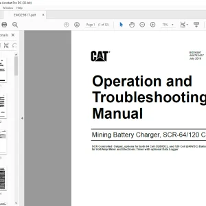 CAT BUCYRUS Face Haulage Mining Battery Charger SCR-64 120 Cell Operation and Troubleshooting Manual EM029817 -  PDF DOWNLOAD