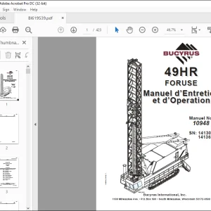 CAT BUCYRUS Foreuse 49HR Manuel d’Entretien et d’Opération 10948 - PDF DOWNLOAD (French)