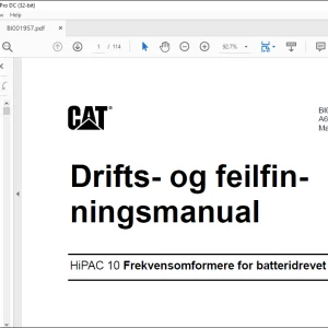 CAT BUCYRUS HiPAC 10 Frekvensomformere for batteridrevet utstyr Drifts- og feilfinningsmanual - PDF DOWNLOAD (Norwegian)