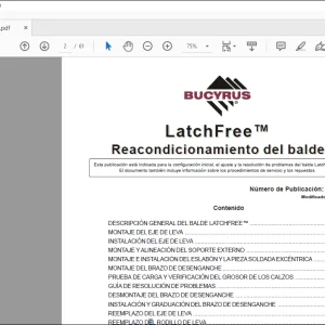 CAT BUCYRUS LatchFree™ Reaconddicionamiento del balde DE LOS OPERADORES MANUAL - PDF DOWNLOAD (Spanish)