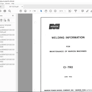 CAT BUCYRUS MARION 151-M ELECTRIC SHOVEL, W.L.E OPERATION AND MAINTENANCE MANUAL 1046 -  PDF DOWNLOAD