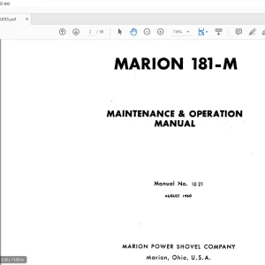 CAT BUCYRUS MARION 181-M MAINTENANCE & OPERATION MANUAL - PDF DOWNLOAD