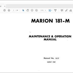 CAT BUCYRUS MARION 181-M MAINTENANCE & OPERATION MANUAL BI005695 - PDF DOWNLOAD