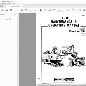 CAT BUCYRUS MARION 191-M MAINTENANCE & OPERATION MANUAL 2118 - PDF DOWNLOAD