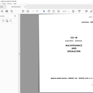CAT BUCYRUS MARION 201-M 201-M ELECTRIC SHOVEL MAINTENANCE AND OPERATION MANUAL -  PDF DOWNLOAD