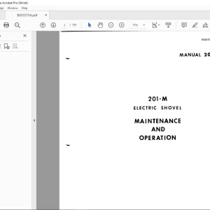 CAT BUCYRUS MARION 201-M ELECTRIC SHOVEL MAINTENANCE AND OPERATION MANUAL 2002A  - PDF DOWNLOAD