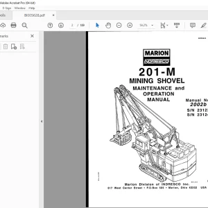 CAT BUCYRUS MARION 201-M MINING SHOVEL MAINTENANCE and OPERATION MANUAL BI005628  - PDF DOWNLOAD