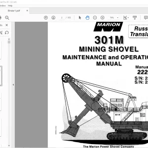 CAT BUCYRUS MARION 301-M MINING SHOVEL MAINTENANCE and OPERATION MANUAL 2222A -  PDF DOWNLOAD