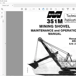 CAT BUCYRUS MARION 351-M MINING SHOVEL MAINTENANCE and OPERATION MANUAL SN 23366 - PDF DOWNLOAD