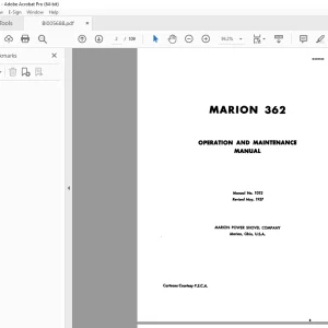 CAT BUCYRUS MARION 362 OPERATION AND MAINTENANCE MANUAL BI005688  - PDF DOWNLOAD