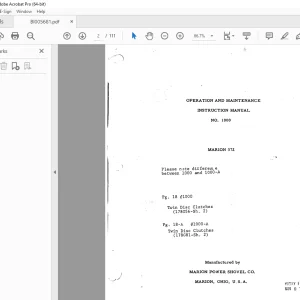 CAT BUCYRUS MARION 372 OPERATION AND MAINTENANCE INSTRUCTION MANUAL - PDF DOWNLOAD