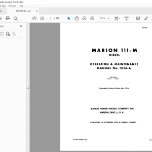 CAT BUCYRUS MARION 111-M DIESEL OPERATION & MAINTENANCE MANUAL 1016-A - PDF DOWNLOAD