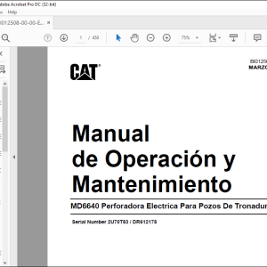 Cat Bucyrus Md Perforadora Electrica Para Pozos De Tronadura Manual De Operaci N Y