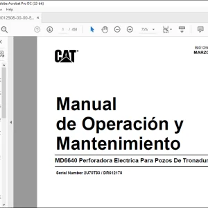 CAT BUCYRUS MD6640 Perforadora Electrica Para Pozos De Tronadura Manual de Operación y Mantenimiento 2U70T83 / DR612178 - PDF DOWNLOAD