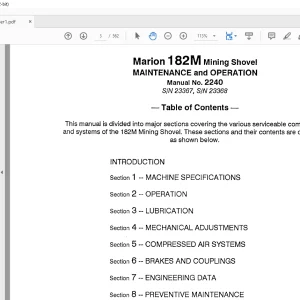 CAT BUCYRUS Marion 182 M Mining Shovel MAINTENANCE and OPERATION Manual 2240 -  PDF DOWNLOAD