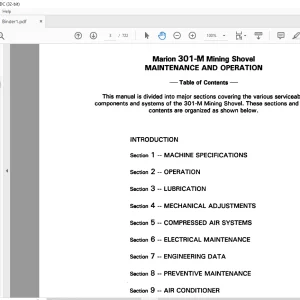 CAT BUCYRUS Marion 301-M Mining Shovel MAINTENANCE AND OPERATION MANUAL  - PDF DOWNLOAD