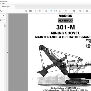 CAT BUCYRUS Marion 301 -M Mining Shovel MAINTENANCE AND OPERATION MANUAL BI006443 - PDF DOWNLOAD