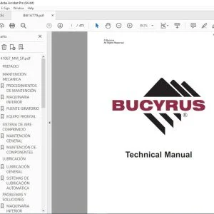 CAT BUCYRUS Mineria 495-B PALA PARA MINERÍA MANUAL DE MANTENCIÓN &  OPERACIÓN BI616779 -  PDF DOWNLOAD(Spanish)