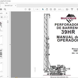 CAT BUCYRUS PERFORADORA DE BARRENO 39HR MANUAL del OPERADOR SN 141170  - PDF DOWNLOAD (Spanish)