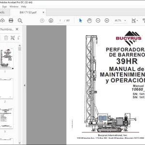 CAT BUCYRUS Perforadora de Pozos de Tronadura 39HR Manual de Mantención y Operación 10660 -  PDF DOWNLOAD (Spanish)