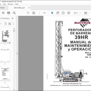 CAT BUCYRUS Perforadora de Pozos de Tronadura 39HR Manual de Mantención y Operación SN141180 -  PDF DOWNLOAD (Spanish)