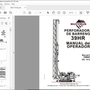 CAT BUCYRUS Perforadora de Pozos de Tronadura 39HR Manual de los Operadores 10847 - PDF DOWNLOAD (Spanish)