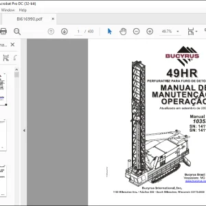CAT BUCYRUS Perfuratriz para furo de detonação 49HR Manual de manutenção e operação 10353  - PDF DOWNLOAD (Portuguese)