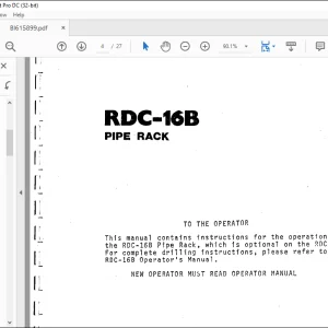 CAT BUCYRUS RDC-16B PIPE RACK OPERATOR MANUAL BI615899 - PDF DOWNLOAD