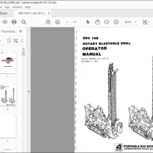 CAT BUCYRUS RDC 16B ROTARY BLASTHOLE DRILL OPERATOR MANUAL BI615911  - PDF DOWNLOAD