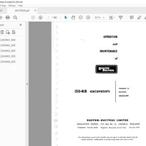 CAT BUCYRUS RUSTON-BUCYRUS 150-RB EXCAVATOR CARE, MAINTENANCE AND OPERATION INSTRUCTIONS MANUAL -  PDF DOWNLOAD