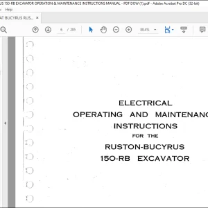 CAT BUCYRUS RUSTON-BUCYRUS 150-RB EXCAVATOR OPERATION & MAINTENANCE INSTRUCTIONS MANUAL - PDF DOWNLOAD