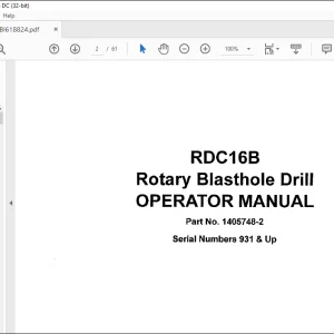 CAT BUCYRUS TEREX REEDRILL RDC16B Rotary Blasthole Drill OPERATOR MANUAL BI618824 - PDF DOWNLOAD