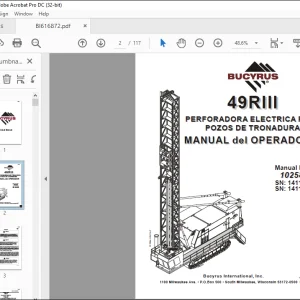 CAT BUCYRUS Taladro eléctrico para voladuras 49RIII Manual de los Operadores - PDF DOWNLOAD (Spanish)
