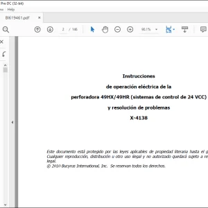 CAT BUCYRUS perforadora 49HX 49HR (sistemas de control de 24 VCC) de operación eléctrica Instrucciones Manual X-4138 -  PDF DOWNLOAD (Spanish)