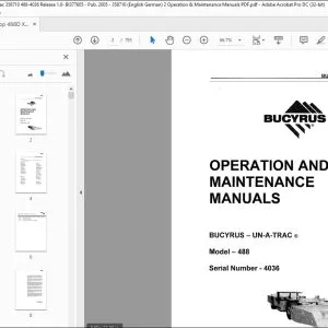 CAT Bucyrus 488 UN-A-TRAC® Operation & Maintenance Manual SN 4036 - PDF DOWNLOAD