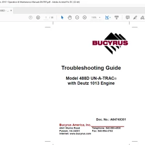 CAT Bucyrus 488D UN-A-TRAC® with Deutz 1013 Engine Troubleshooting Guide Manual BI000922-00 - PDF DOWNLOAD