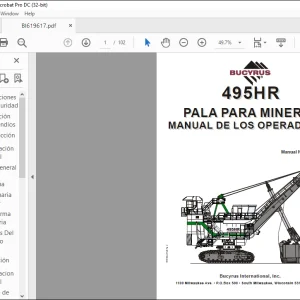 CAT Bucyrus 495HR PALA PARA MINERÍA MANUAL DE LOS OPERADORES SN141323 - PDF DOWNLOAD (Spanish)