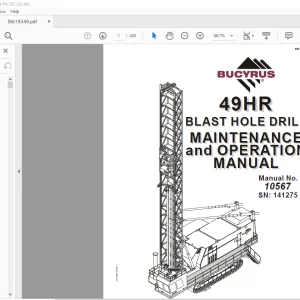 CAT Bucyrus 49HR BLAST HOLE DRILL MAINTENANCE and OPERATION MANUAL SN 141275 - PDF DOWNLOAD
