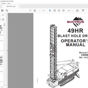CAT Bucyrus 49HR BLAST HOLE DRILL OPERATOR’S MANUAL BI619431 -  PDF DOWNLOAD