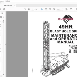 CAT Bucyrus 49HR Blast Hole Drill Maintenance & Operation Manual SN 141216 - PDF DOWNLOAD