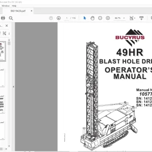 CAT Bucyrus 49HR Blast Hole Drill Operator’s Manual BI619428 - PDF DOWNLOAD