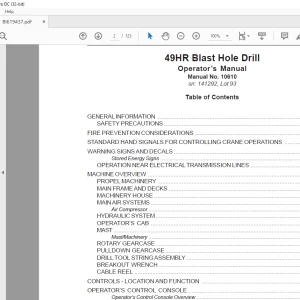 CAT Bucyrus 49HR Blast Hole Drill Operator’s Manual BI619437  - PDF DOWNLOAD