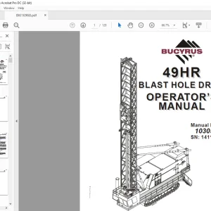 CAT Bucyrus 49HR Blast Hole Drill Operator’s Manual  SN141174 – PDF DOWNLOAD