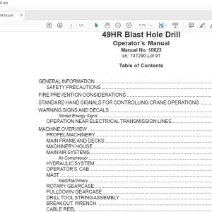 CAT Bucyrus 49HR Blast Hole Drill Operator’s Manual SN141290  - PDF DOWNLOAD