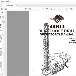 CAT Bucyrus 49RIII BLAST HOLE DRILL OPERATOR’S MANUAL SN 141132  - PDF DOWNLOAD