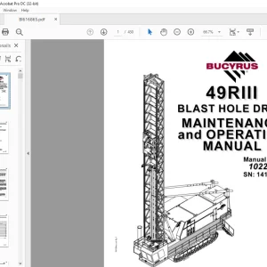 CAT Bucyrus 49RIII Blast Hole Drill Maintenance and Operation Manual SN141137 - PDF DOWNLOAD